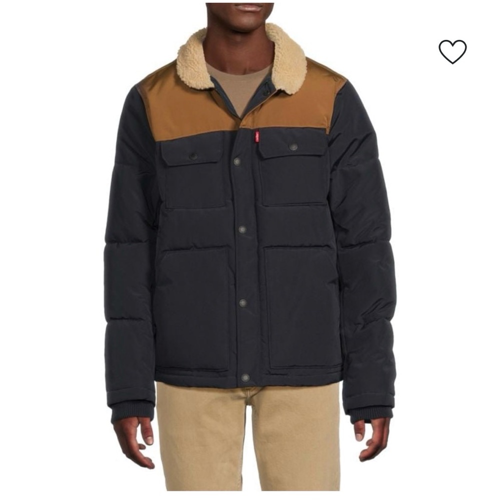 Levi's Navy and Brown Woodsman Puffer Jacket - Men’s M